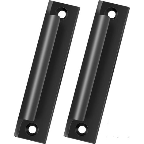 KZQ - Juego de 2 tiradores metálicos exteriores para puertas de balcón, de acero inoxidable, para armarios de cocina y cajones (negro) (1/4)