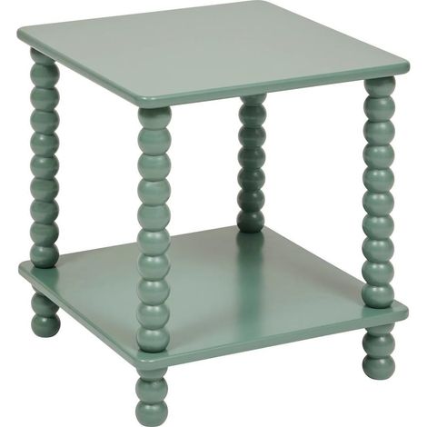 Table d'Appoint Avec Étagère "Chamlo" 45cm Vert Olive (1/3)