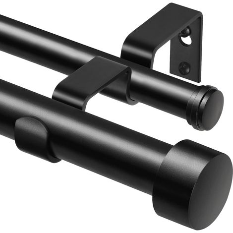 Double Tringle a Rideaux Noir, 167-305cm Tringle Rideau Extensible (1/5)