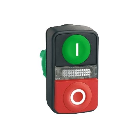 Harmony tête bouton-poussoir double touche Ø22 vert + rouge E S IP66, IP69K - ZB5AW7L3741