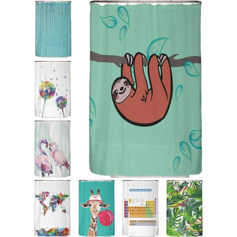 Rideau de Douche 120x200 – Rideaux de Douche en Tissu Polyester Épais Lavable en Machine avec Anti Moisissure et Imperméable Inclus 12 Crochets Rideau (Paresse)