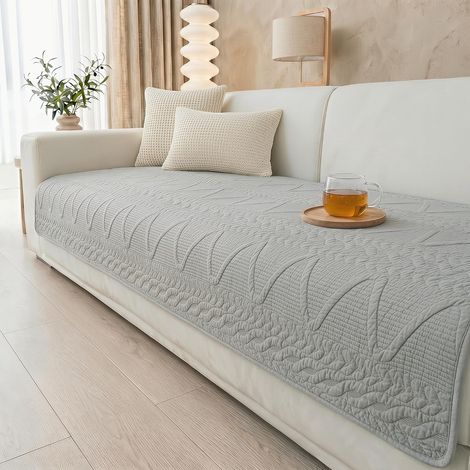 Housse de Canapé 2 Place Protege Canape d'angle Antidérapant Couvre Canapé Chien Chat Anti Griffe Lavable Sofa Cover Universelle Four Seasons(Gris,70x150cm) (1/5)