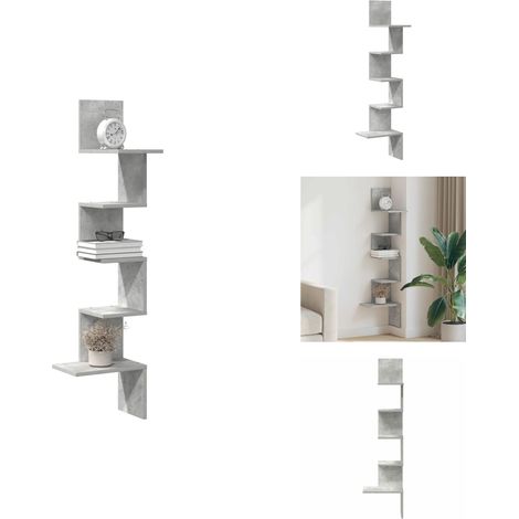 Étagère murale d'angle gris béton 32x32x127,5cm bois ingénierie - Étagère D'angle Murale - Étagères D'angle Murales - Étagère Murale - Étagère D'angle (1/5)