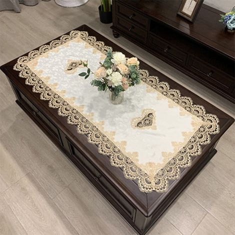 Nappe De Table - 50 X 100 Cm - Polyester - Style Dentelle Creuse - Pour Table A The Ou Salon - 1 Piece (1/3)