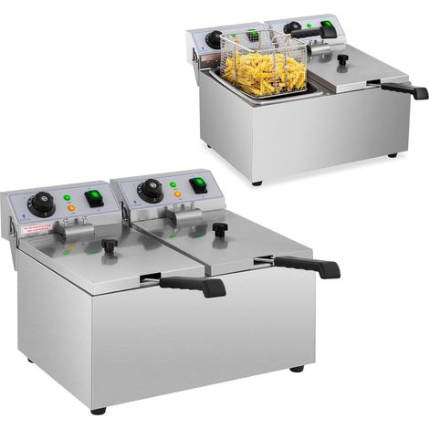 Freidora doble catering eléctrica 230 V 2 x 3200 W 2 x 8 L (1/5)