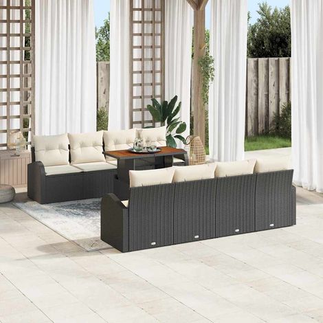 Conjunto de sofá de jardín 9 pcs Negro Poliratán vidaXL (1/5)