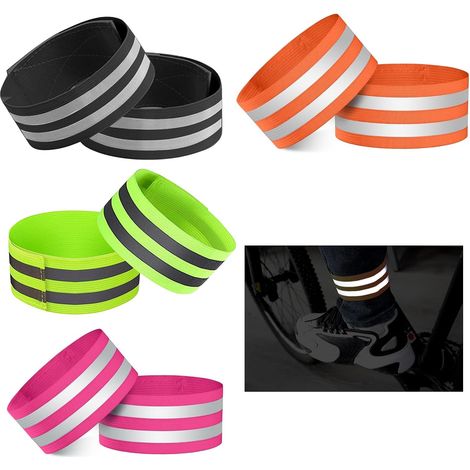 12 clips reflectantes para bicicleta, clips para pantalones cortos de ciclismo, bandas elásticas reflectantes con cierre de velcro para ciclismo y jogging. (1/5)