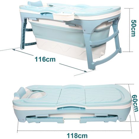 Randaco Bañera plegable para el baño, bañera portátil para adultos, bañera plegable con cubierta para la ducha, longitud 118 cm.