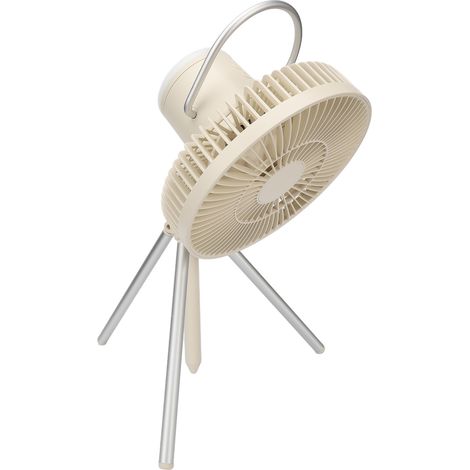 Ventilateur de camping trépied USB avec batterie rechargeable 10 000 mAh et veilleuse intégrée (beige) (1/5)