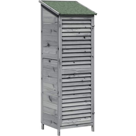 vidaXL Garden Shed with Roof Grey 59 x 56 x 176 cm Solid Fir Wood (1/4)