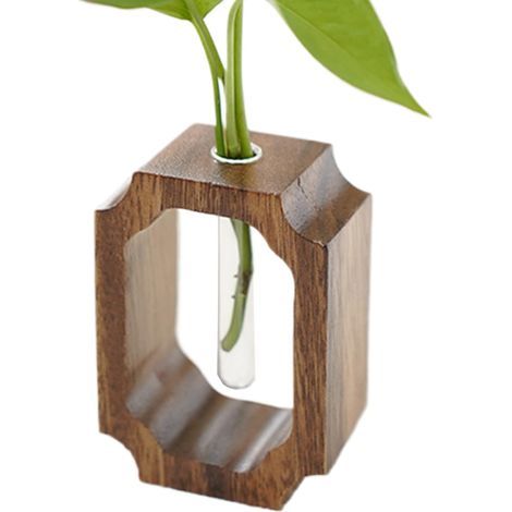 Vases À Fleurs en Tubes À Essai - Cadre en Bois pour Culture,Porte-Fleurs en Verre Transparent avec Tubes À Essai pour Mariage, Salon, Bibliothèque, Hôtel Et Décoration Intérieure (1/5)