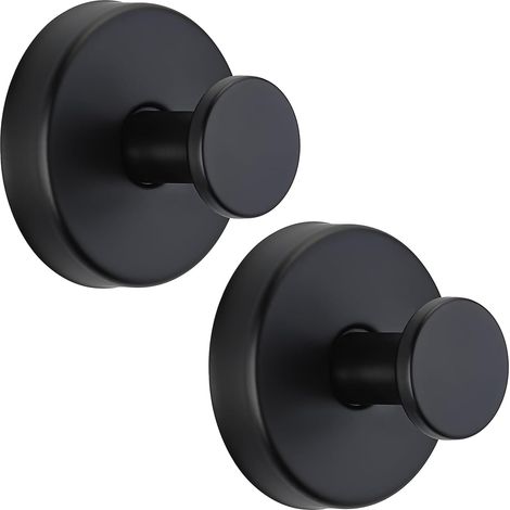 Ganchos con ventosa para colgar toallas sin necesidad de taladrar aptos para su instalación en el baño y la cocina (juego de 2, negros). (1/5)