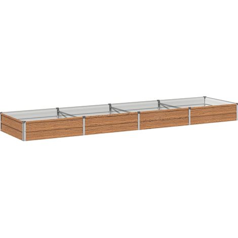 Raised Garden Bed Wood Brown 320 x 80 x 24 cm cold-rolled steel vidaXL