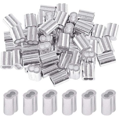 Confezione da 200 manicotti a crimpare in alluminio da 2,5 mm per cavi e funi in acciaio (200 pezzi) (1/4)