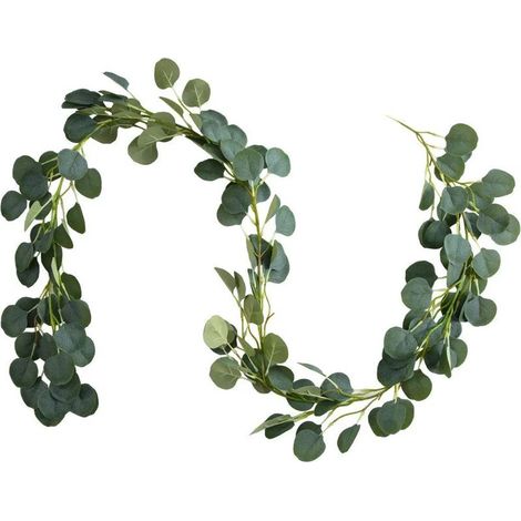 Guirlande d'eucalyptus artificiel de 2 m (6,5 pi), 146 feuilles, guirlande de verdure de Noël pour centre de table de mariage (1/5)