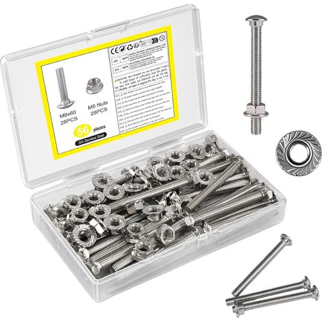 28 Pcs Boulons de Carrosserie M6 x 60mm, Vis à Tête Ronde (1/5)