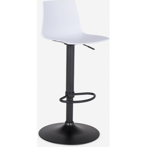 Taburete cocina bar diseño base negro mate ajustable Grand Soleil Imola Matt - Blanco (1/5)