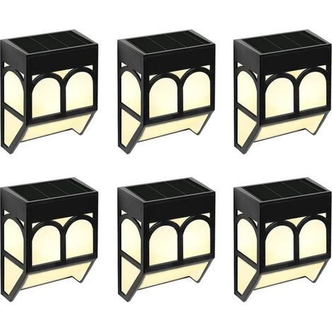 Lampe solaire de jardin extérieure - Lampes solaires décoratives étanches pour terrasse, clôture, patio, escalier, paysage, cour et allée (blanc chaud/changement de couleur - lot de 6) (1/4)