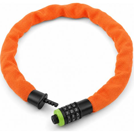 Antifurto a catena con codice 120 cm per bicicletta arancione 4,5 mm (1/5)