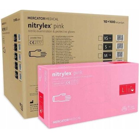 Guanti in nitrile 100 pezzi. 9-L Nitrylex Rosa - 10 pezzi.