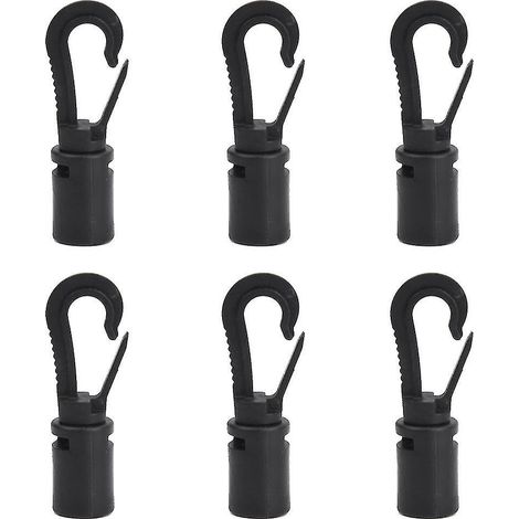 Set mit 6 schwarzen elastischen Karabinerhaken für Boot, Kajak oder Kanu (1/5)