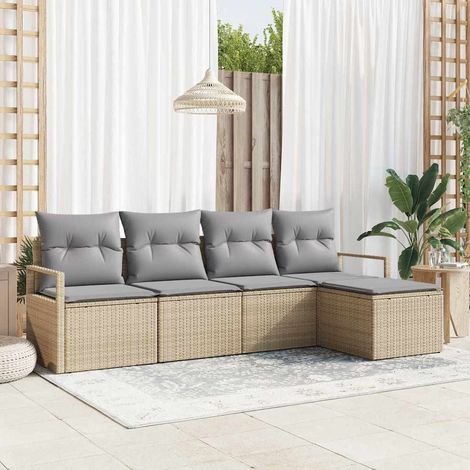 Sofa Set 5 Stk. Beige [Synthetisch]: Poly Rattan vidaXL (1/5)