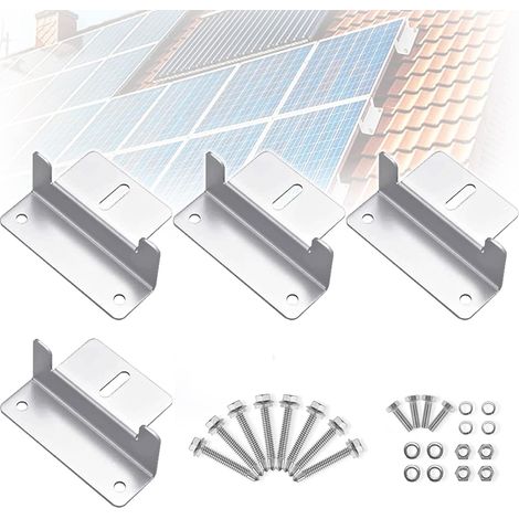 4 Sets Solarpanel-Z-Halterung, Solarpanel-Halterung mit Schrauben, Solarpanel-Befestigungsschrauben, Aluminium-Montageset für Wohnmobil, Boot, Dach (1/5)