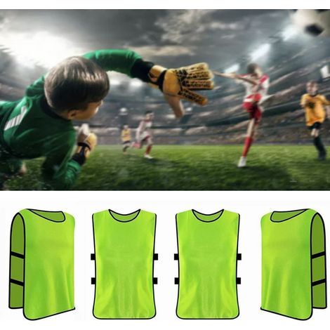 Chasuble d'entraînement fluo pour football adulte - 4 pièces en tissu mercerisé extérieur (1/5)