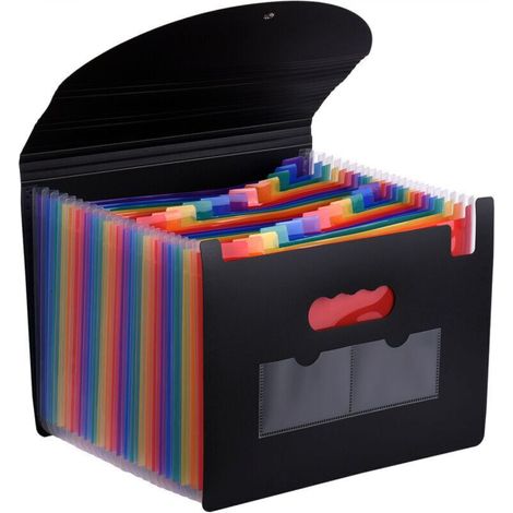 24-Pocket Expanding File Folder with Cover, Accordion File Organizer, A4 Letter Size, Rainbow Color, for Home, Office, School (1/4)