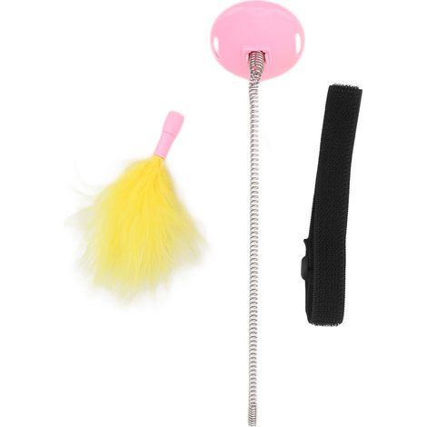 Collier interactif pour chat avec plumes et collier auto-excitant, rose