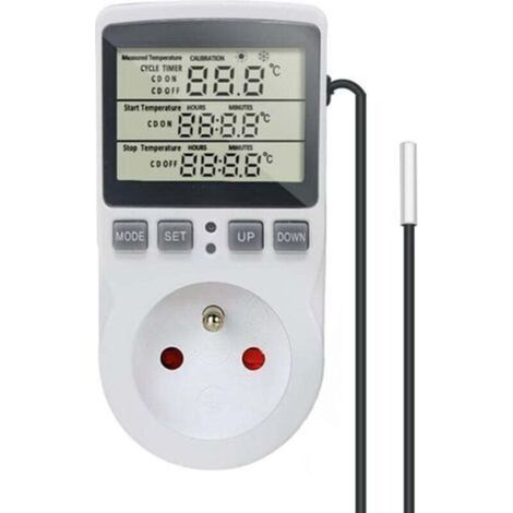 Thermostat Numérique Régulateur de Température Prise Prise 230V 16A avec Capteur Chauffage Réfrigérateur Thermostat Régulateur pour Serre Reptile Terrarium Maison
