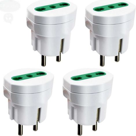 EXTRASTAR SCHUKO Confezione da 4 Adattatori presa italiana 10/16A spina (1/5)