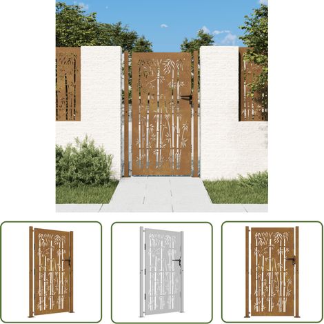 The Living Store Gartentor 105x205 cm Cortenstahl Bambus-Design - Cortenstahl Tor - Gartentor - Metalltor - Zaun - Einfahrtstor (1/5)