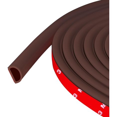 Joint de porte autocollant en silicone en forme de D pour cadre de porte/fenêtre, brun (9 mm de large x 8 mm de haut), Longueur 6 m (1/5)