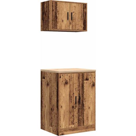 vidaXL Armadi da Garage 2 pz Legno Antico in Legno Multistrato (1/5)