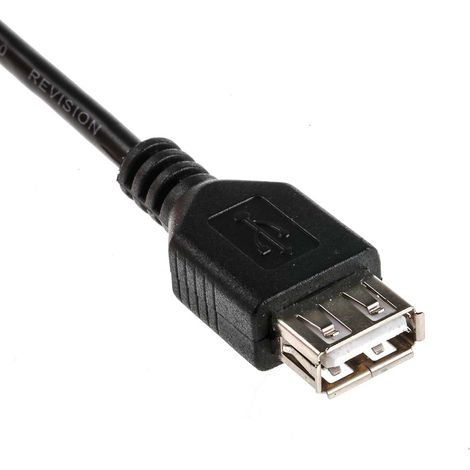 Câble USB RS PRO, USB A femelle vers USB-A mâle, Noir, 250mm ( Prix pour 1 ) (1/3)