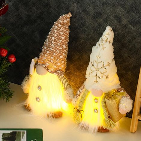 Set mit Elfenfiguren, Elfen-Weihnachtsdekorationen, leuchtenden Elfen, amerikanischer Weihnachtsschmuck, schwedischer Weihnachtsbaumschmuck, kleiner hängender Weihnachtsbaumschmuck mit LED-Lichtern fü