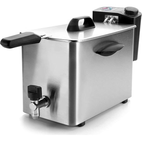 LACOR 69134 69134-Freidora eléctrica, 4 L, 2500 W, 4 kg, Acero Inoxidable