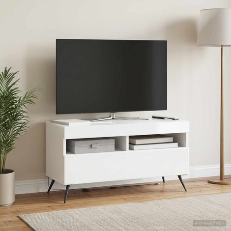 vidaXL LED TV Cabinet BREDA High Gloss White Engineered Wood (1/5)