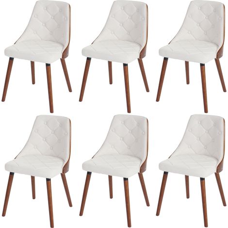 Set 6x sedie sala da pranzo soggiorno HHG-418 53x50x82cm legno ecopelle bianco