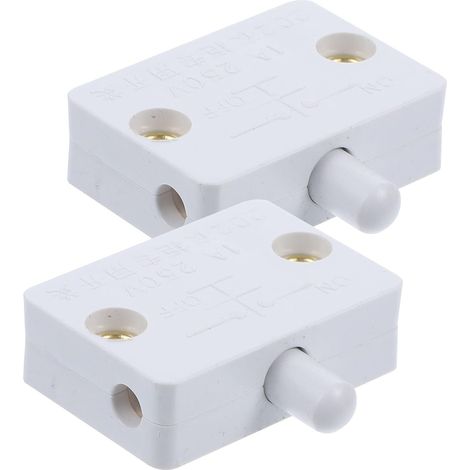Interrupteur de Porte pour Armoire Blanc, Lot de 2 en Plastique Activation Automatique à L’ouverture, pour Portes de Placard Cuisine, Installation Simple (1/5)