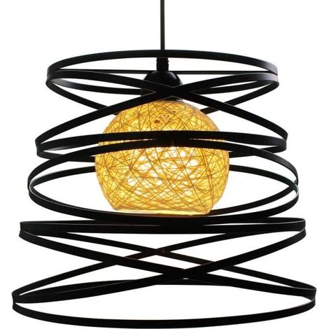 Lustre Suspension Luminaire Industrielle Plafonnier Vintage Lustre Abat-Jour en Métal -Ø25 cm Noir (1/4)