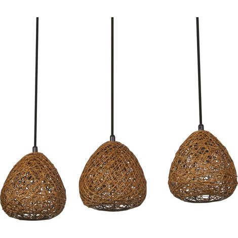 OSRAM Decor Paper Drop Linear Suspension décorative avec abat-jour en papier, 3 têtes, avec culot E27, en papier/métal, IP20, beige (1/5)