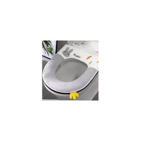 WC-Sitzkissen aus Baumwolle, niedlicher, konkav geformter WC-Sitzbezug, universelle Silikon-WC-Sitzdichtung für alle Jahreszeiten – 1 Stück, grau – Crezuo