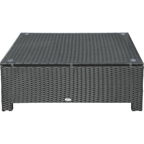 Tavolino Basso da Giardino 85x50x39 cm in Rattan PE Nero (1/5)