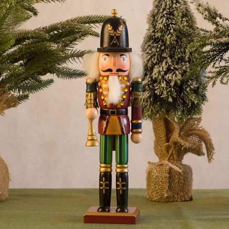Marionnette soldat casse-noisette en tissu de style européen, 30 cm, décoration de table pour meuble à vin de Noël (1/5)