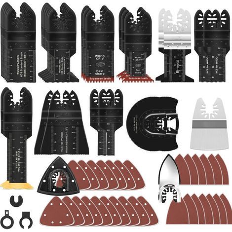 Ensemble de 116 lames de scie multi-outils accessoires universels pour outils oscillants compatible avec Einhell Makita DTM51Z Dremel Parkside et plus