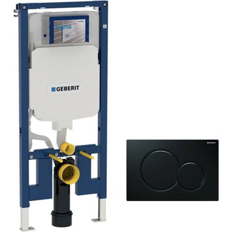 Duofix Pack UP720 telaio di supporto extra piatto 114 cm, salvaspazio + piastra Sigma01, Nero lucido (111.796.00.1-A)
