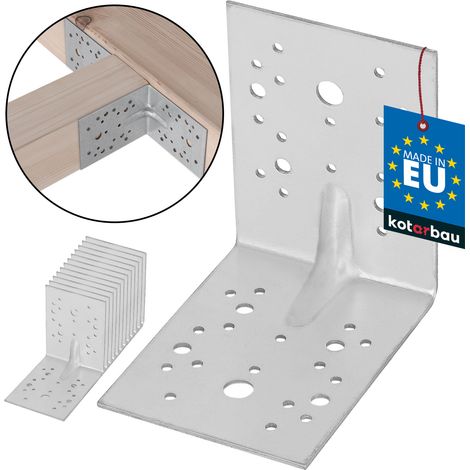 Connettore angolare da carpentiere in acciaio inox con goffratura KOTARBAU® 130x130x100 mm, set da 12 pezzi. (1/5)