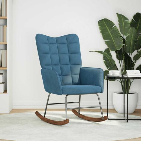 Chaise à bascule,Chaise de relaxation Bleu Velours CFW67453 (1/5)
